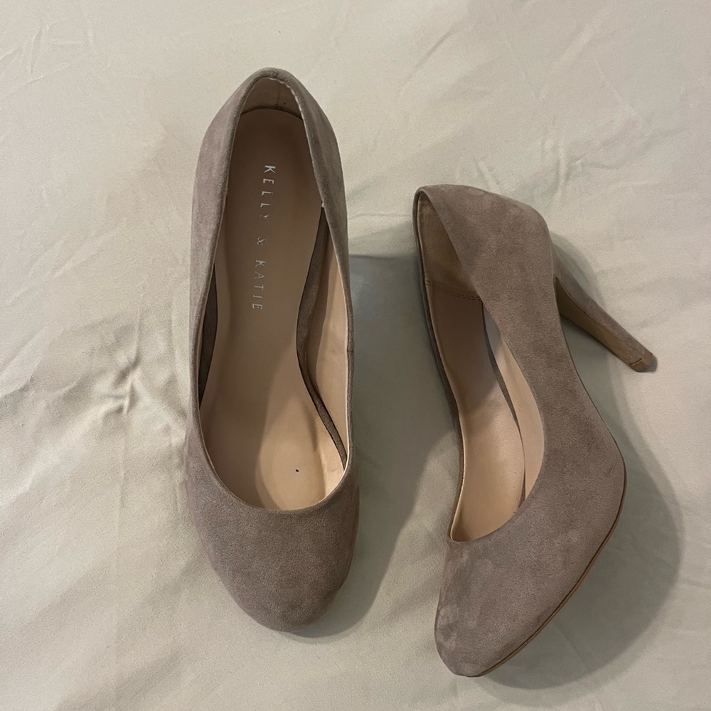 Taupe suede heels